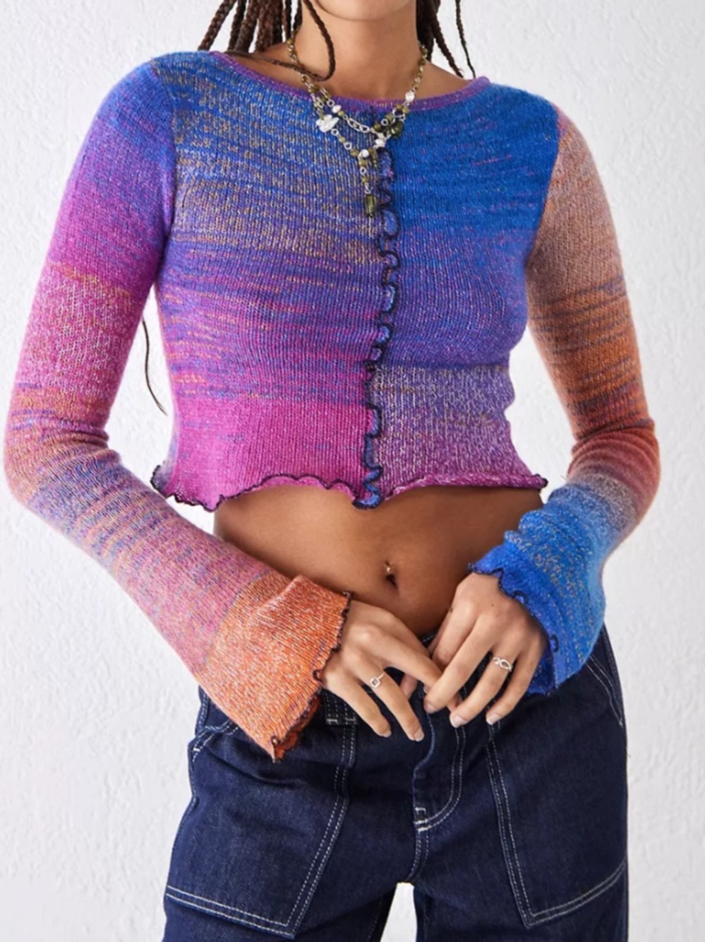 Urban Outfitters Space-Dye Knit Seamed Top S - Picture 3 of 4
